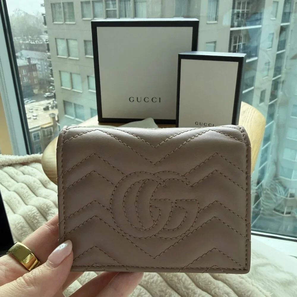 Gucci Quilted GG Marmont Small Wallet in Taupe - Picture 6 of 6